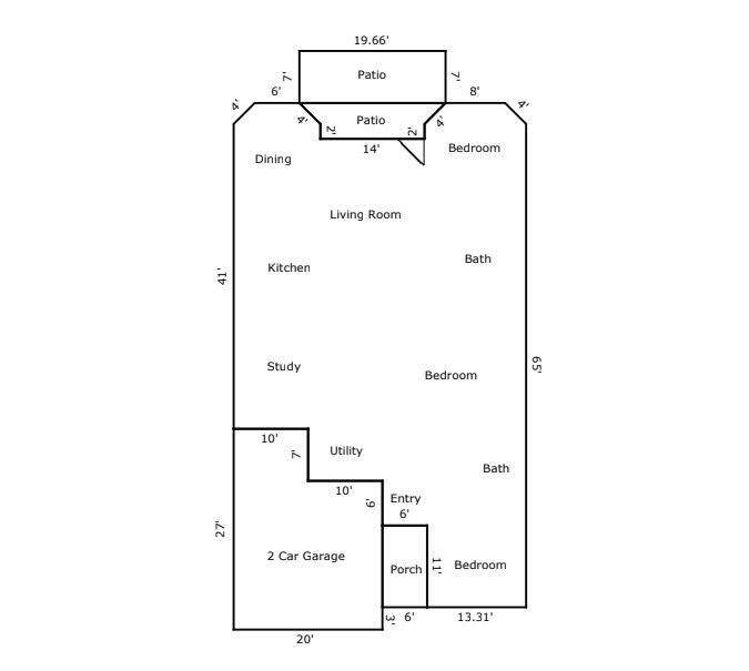 Layout of the house! Notice the extra space in the garage!
