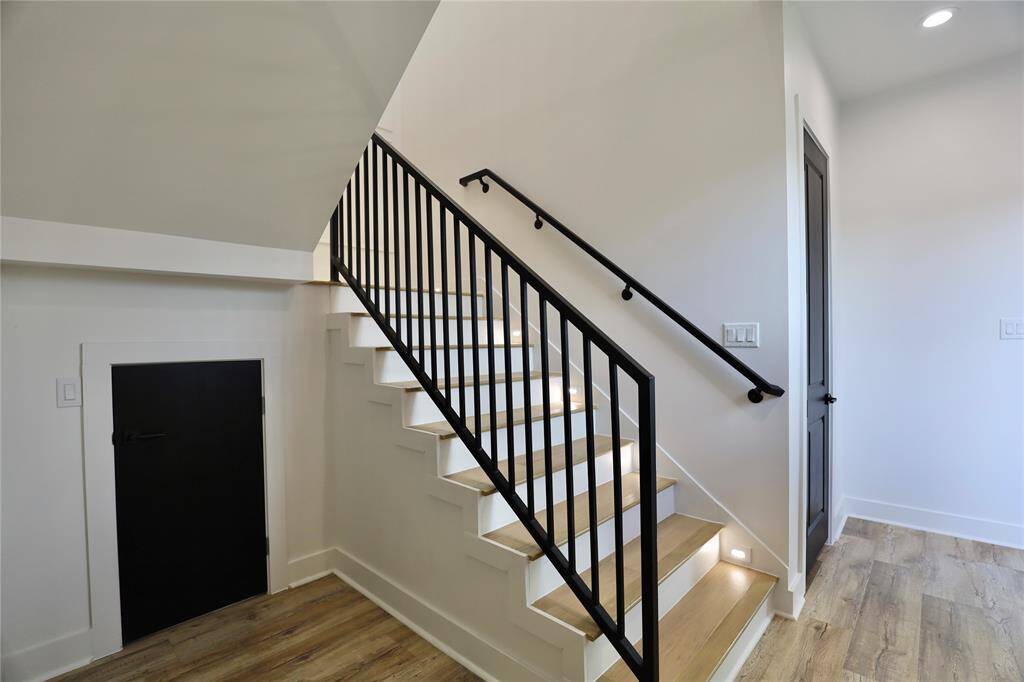 A storage oasis, under stair closet area.