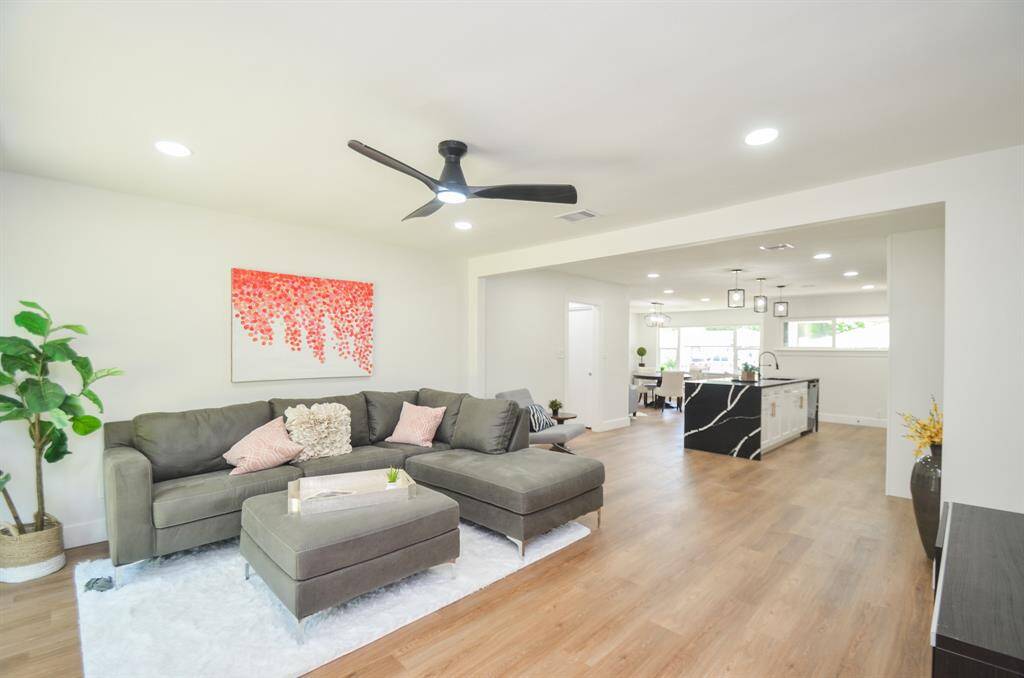 Large Living Room with new lighting throughout