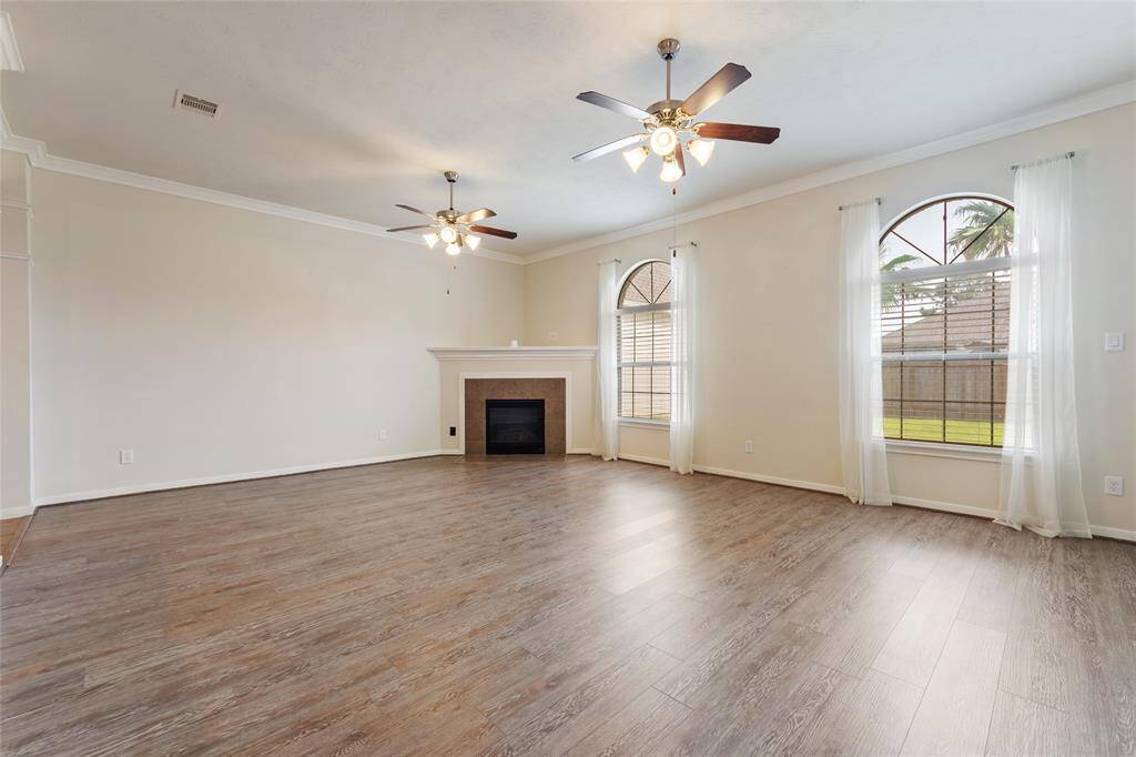 Family room with fireplace