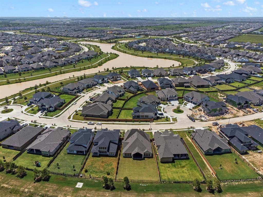 This is an aerial view of a suburban neighborhood
