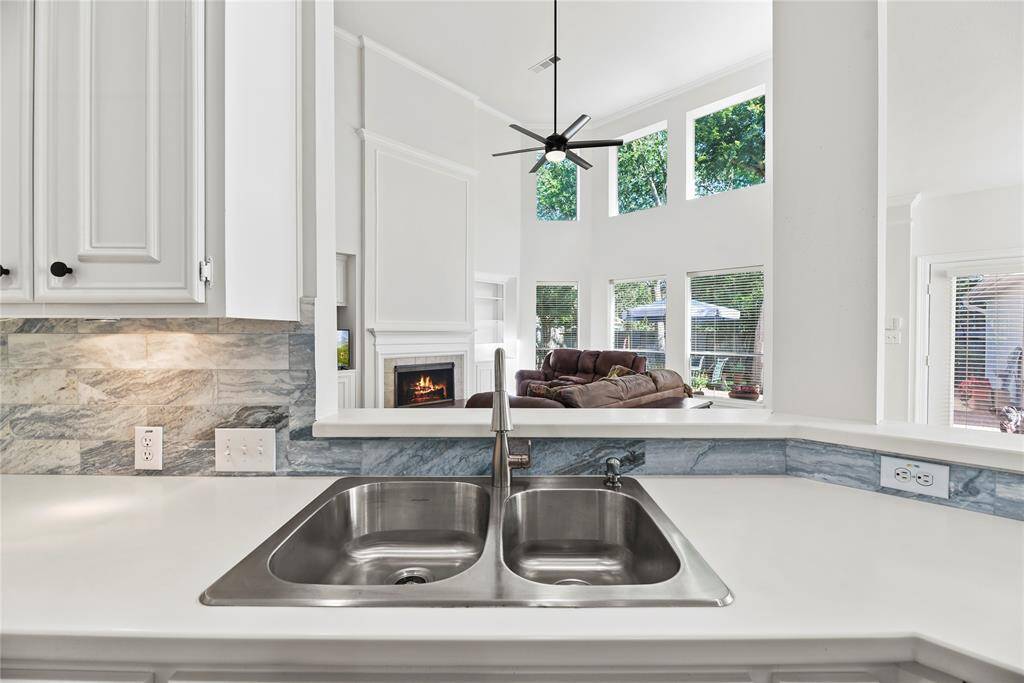 Double stainless-steel sinks make cleaning produce and meal preparation much easier.