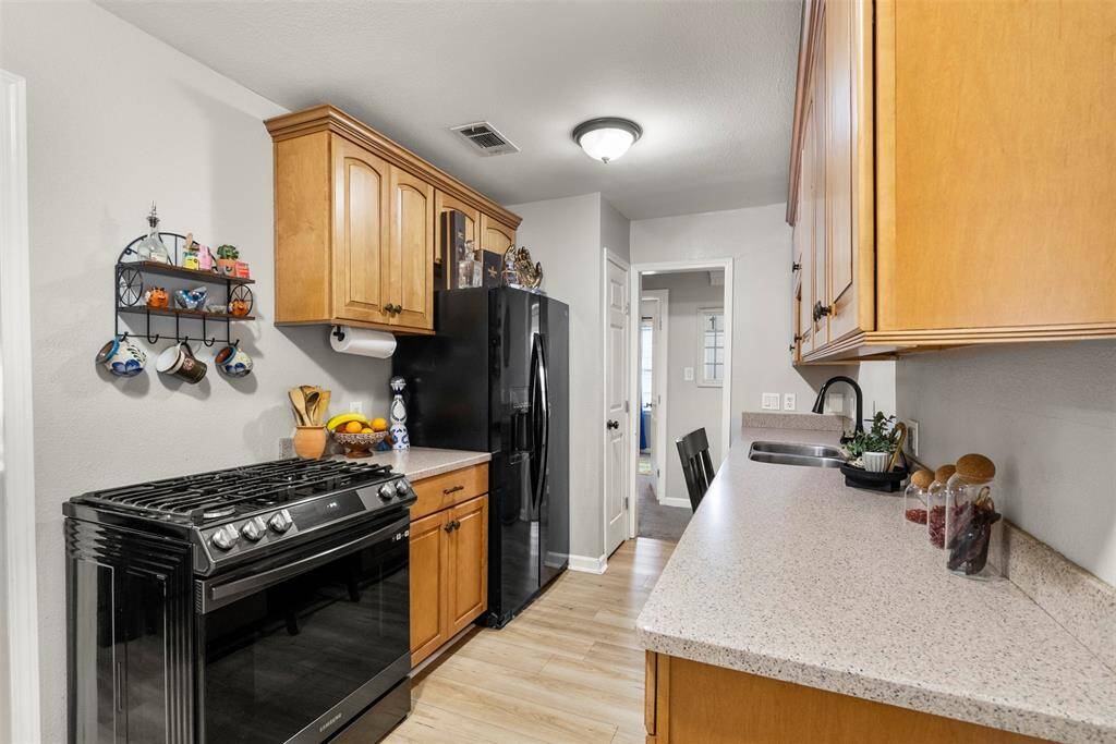 Conveinent kitchen is a step saver.