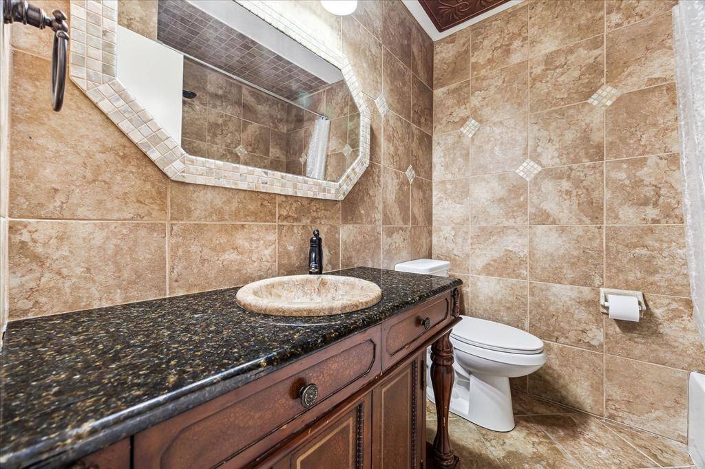 Elegant hall bath.