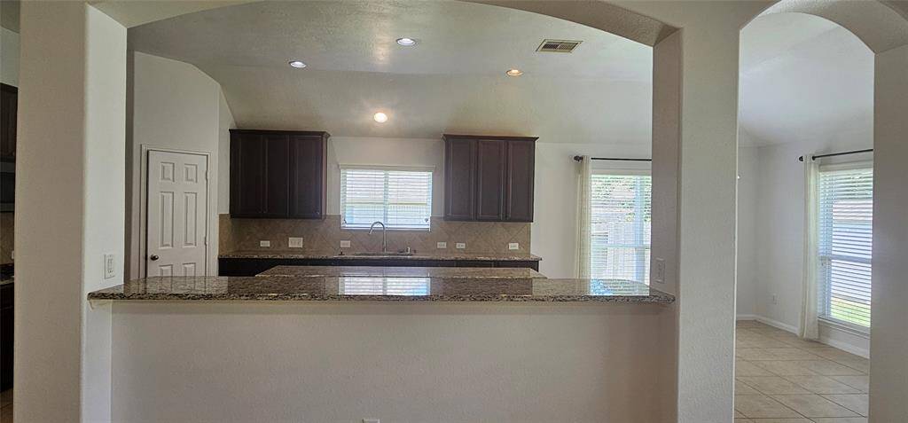 View from the family room to the kitchen