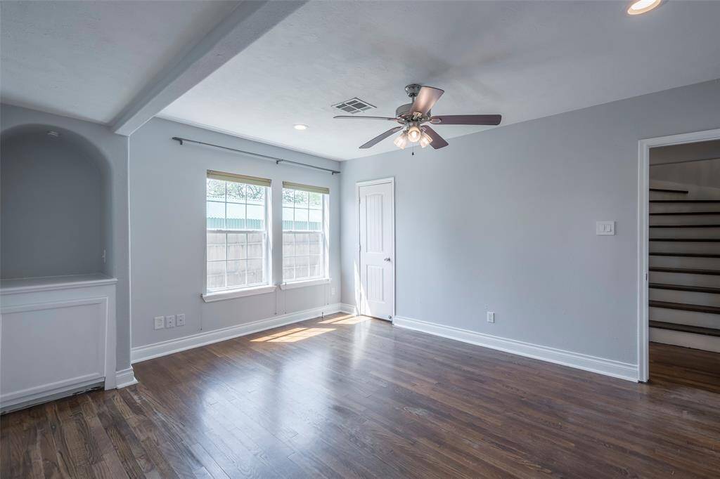 There is plenty of storage with a large walk-in closet, cabinet nook, ceiling fan and LED lighting.
