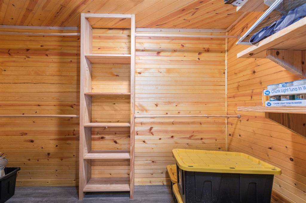 Closet allows space for clothing and storage