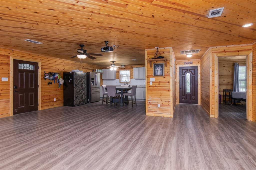 Pine was recently installed throughout along with new insulation.