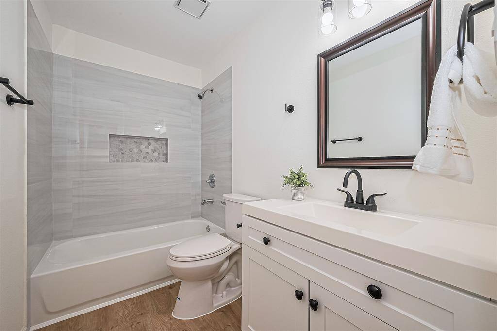 Full Primary bathroom with new bathtub, backsplash and plumbing