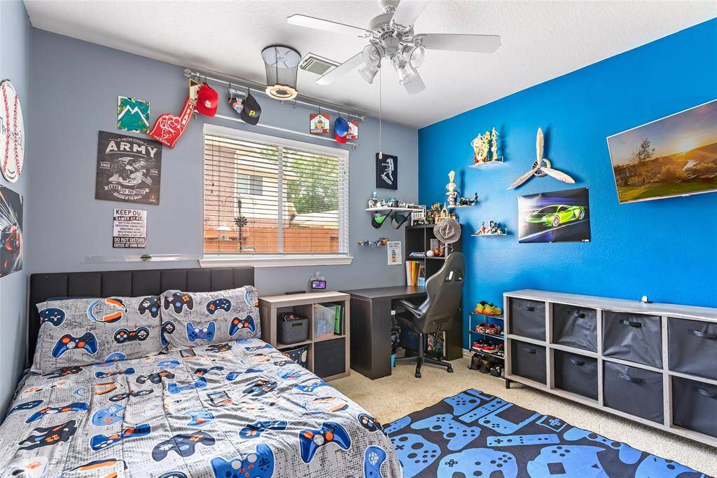 Secondary bedroom #1 is split from the other 2 secondary bedrooms and is located next to hall bath #1.