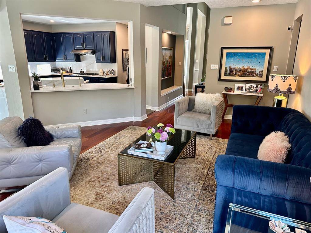 Living room opens up to spacious kitchen