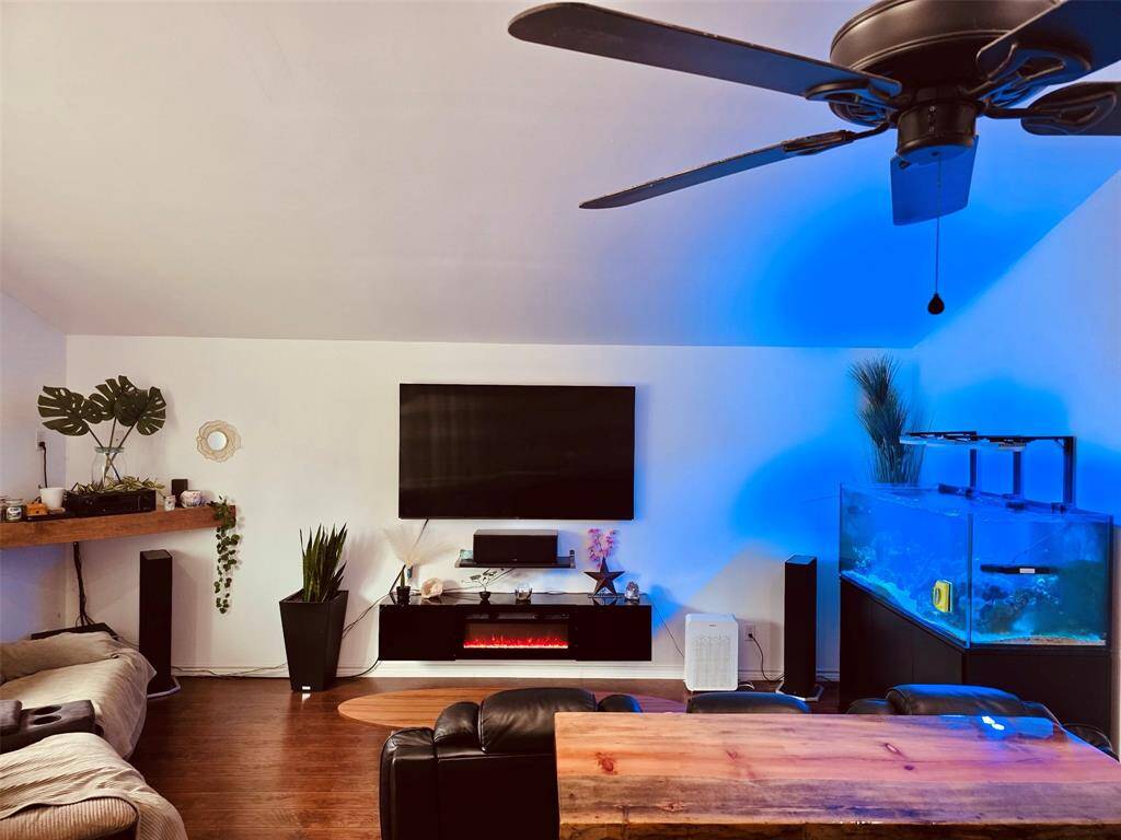 Enjoy the tranquil electric fireplace on cozy evenings.