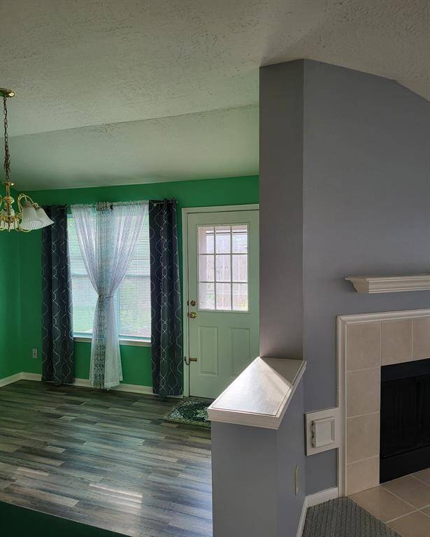 Breakfast with additional entrance to backyard with a large patio area.