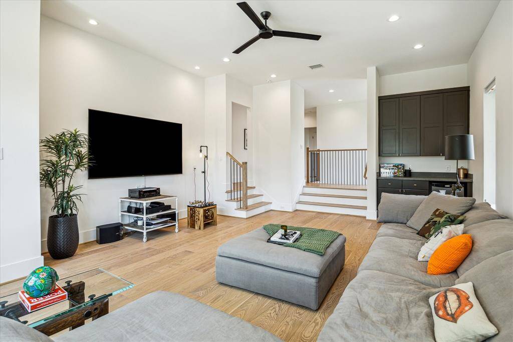 Another angle of the game room showcasing the custom built-ins.
