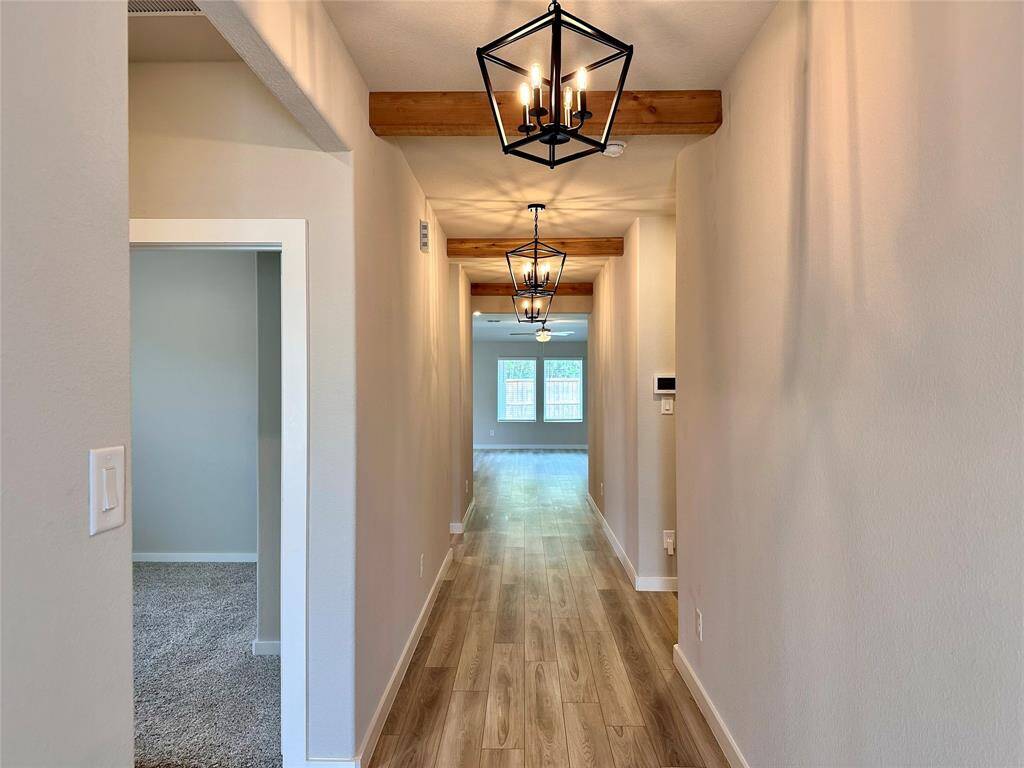 Entry Hallway with Wood Beams