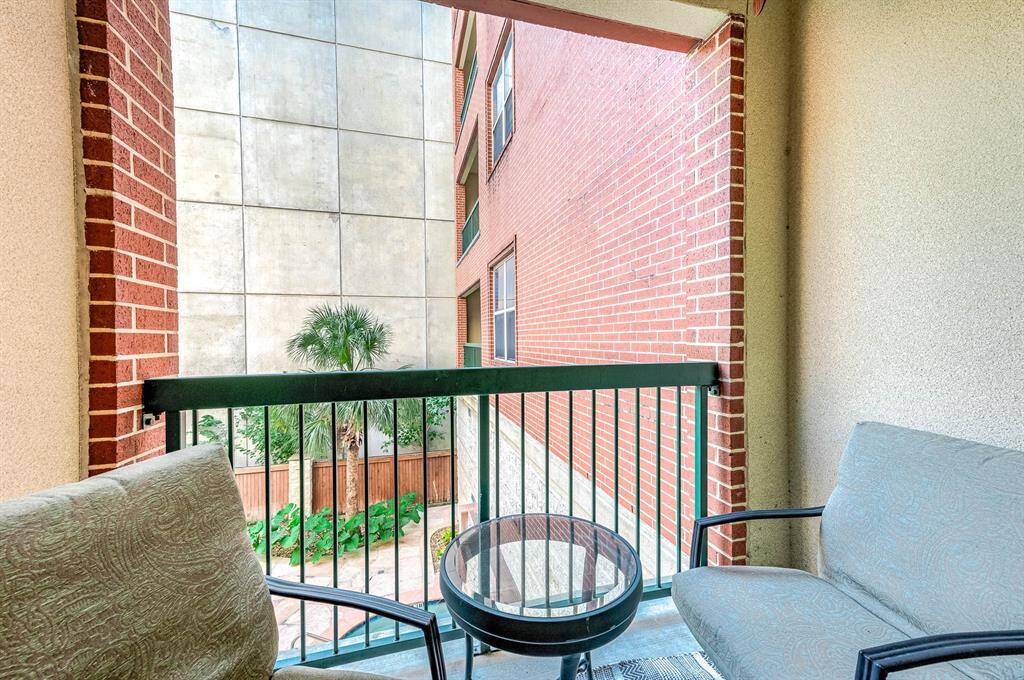 Balcony with view of the pool