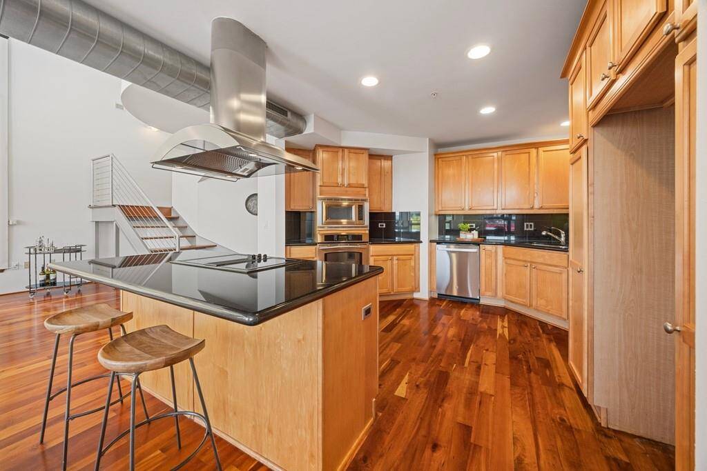 Kitchen is open to the living space.