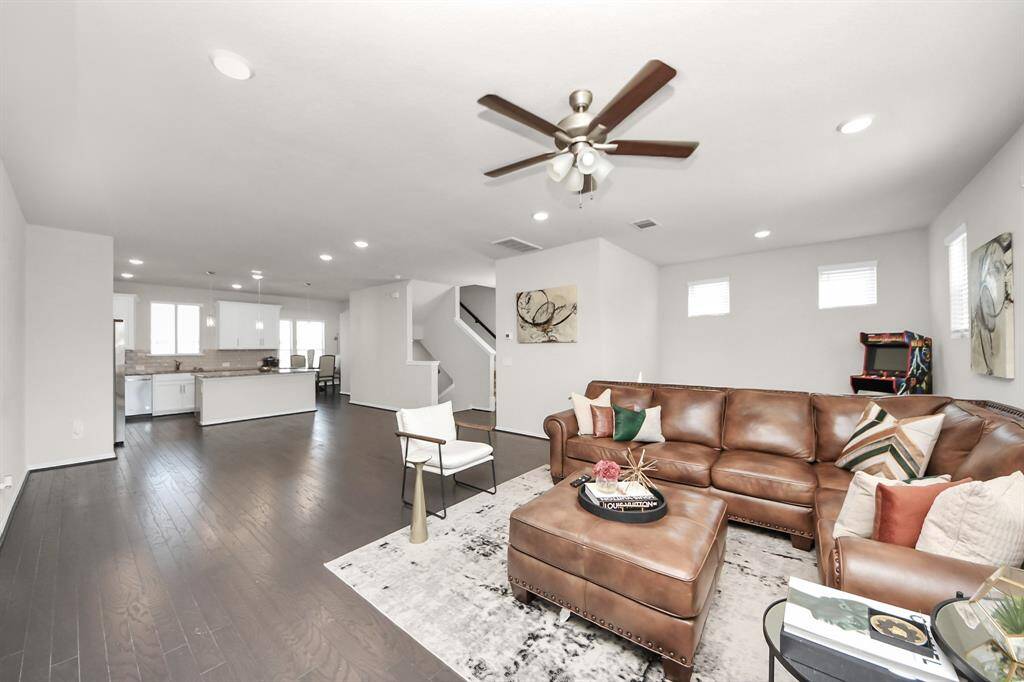 living room opens to the kitchen
