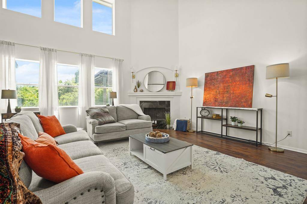 Cozy family room with a warm gas fireplace, perfect for relaxation and gatherings.
