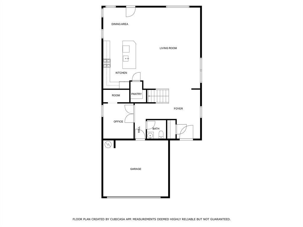 Here is the First Floor Floor Plan showing all of that Great Open Space! You can also see the large Walk-In closet in the Office and the Roomy Walk-In Pantry.