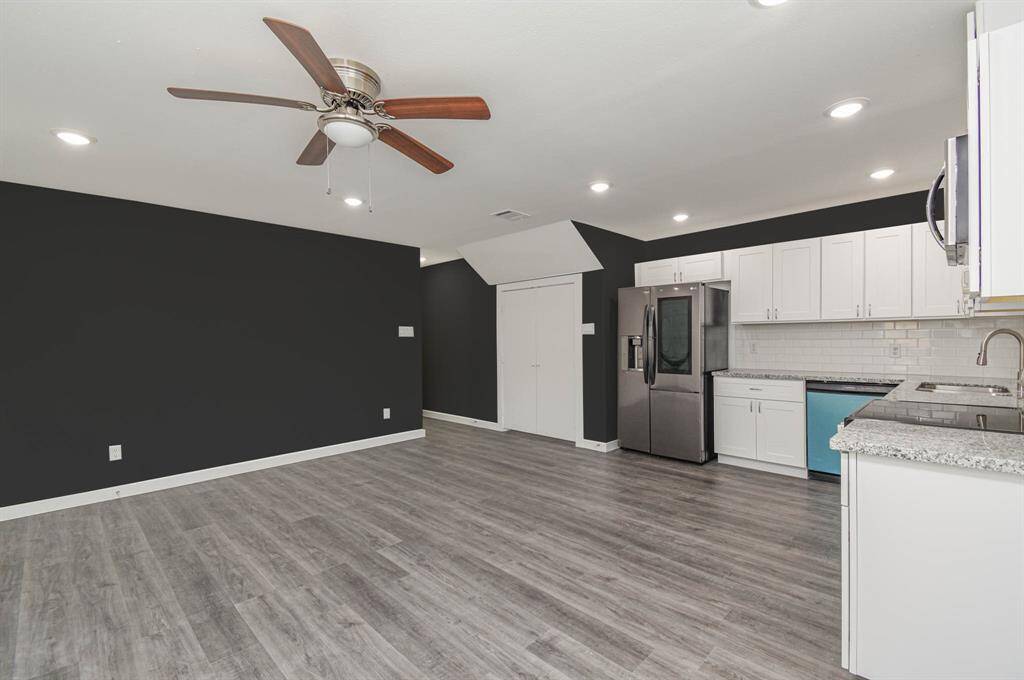 Living room overlooking kitchen