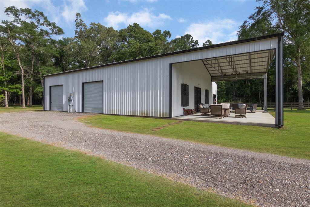 Covered porch on shop.