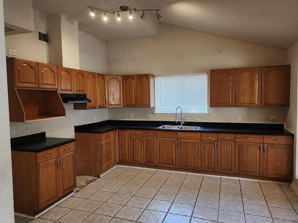 Kitchen with Vaulted Ceiling.