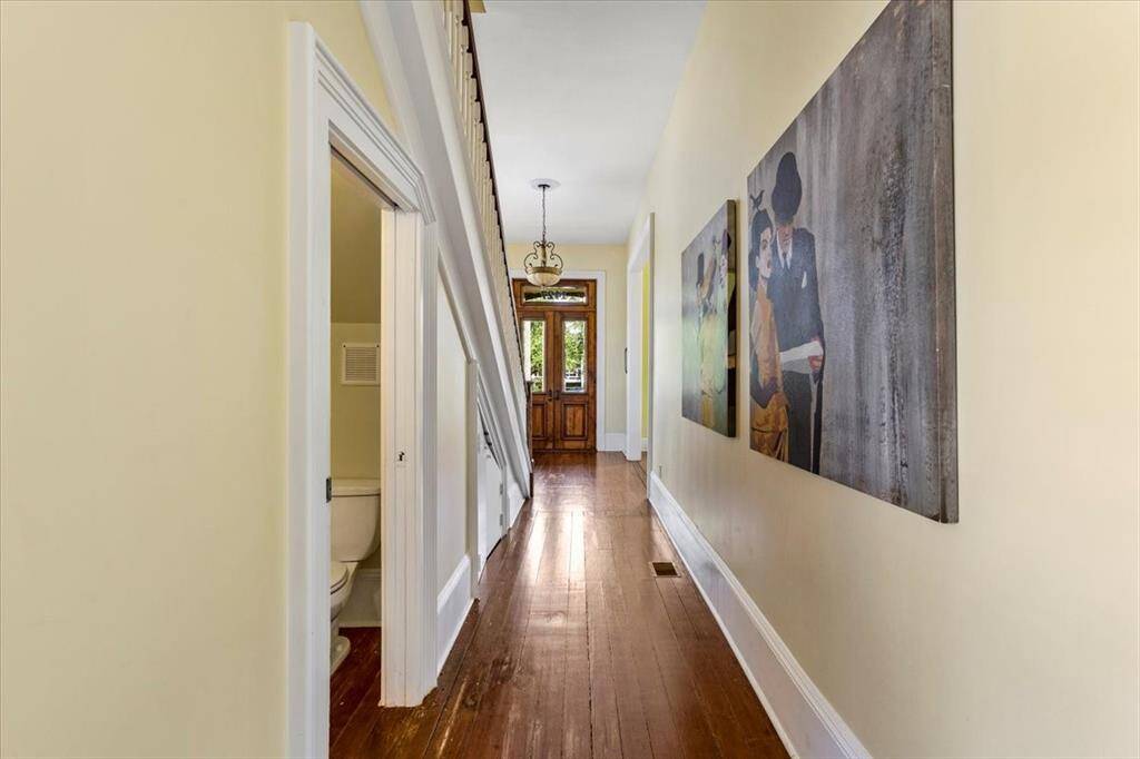 Hallway with half bath