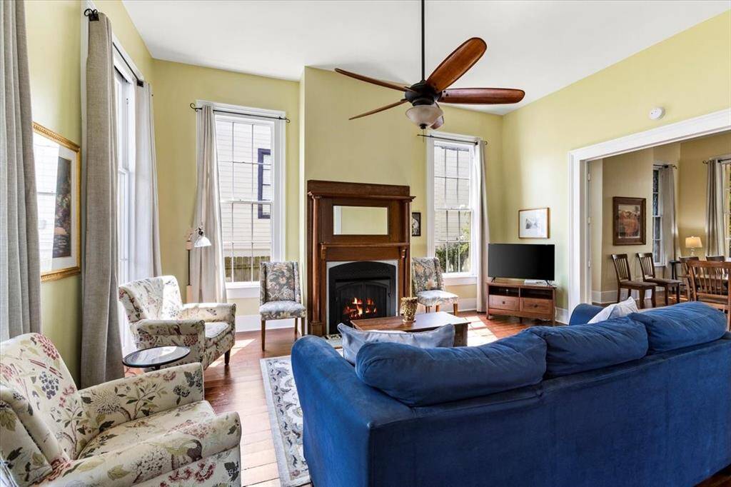 Living room with gas log fireplace
