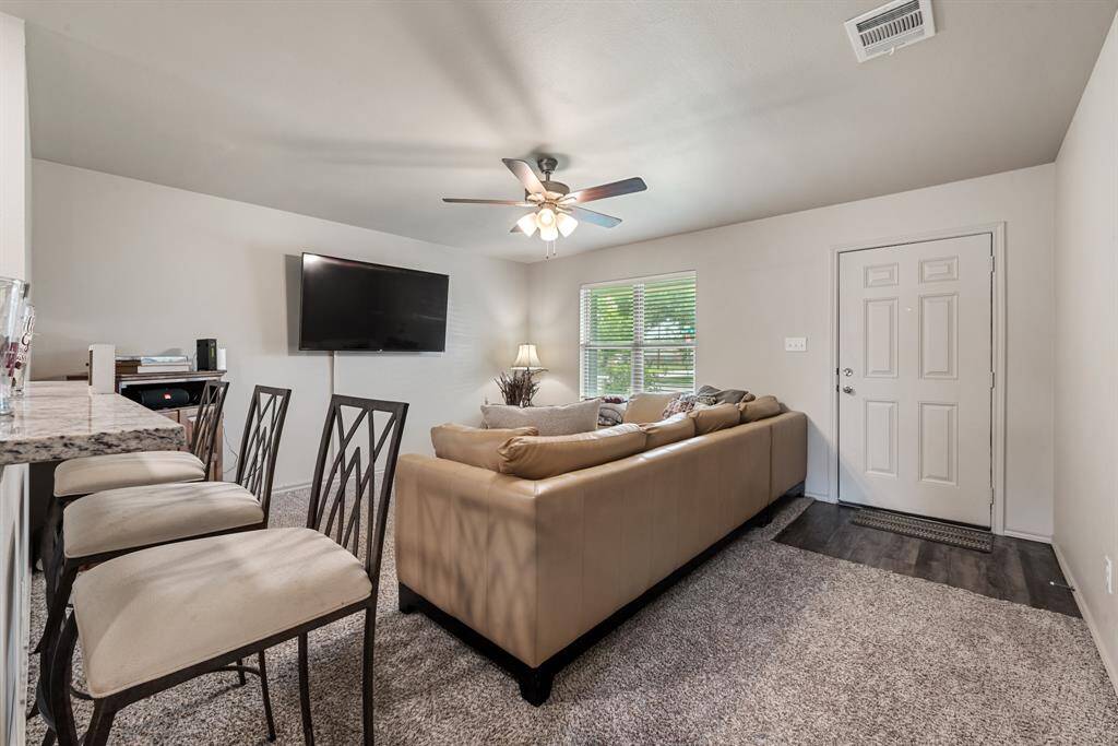 Kitchen open to living area