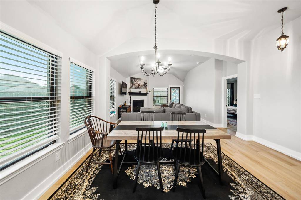 The dining area allows space for family meals and room for company.