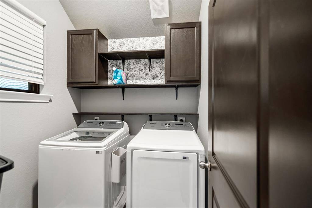 Added cabinets and shelving in utility room