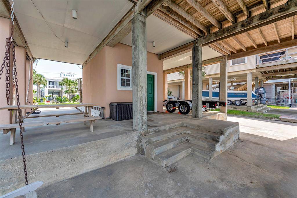 Ground level includes a storage unit for your gear and outdoor essentials.