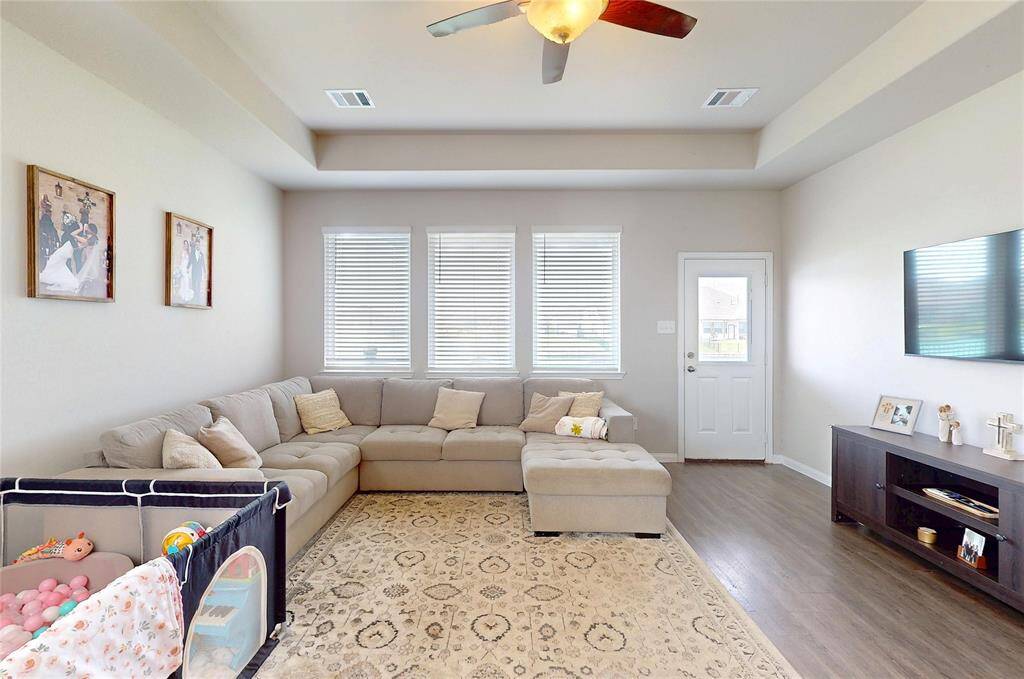 Vaulted ceiling in living room