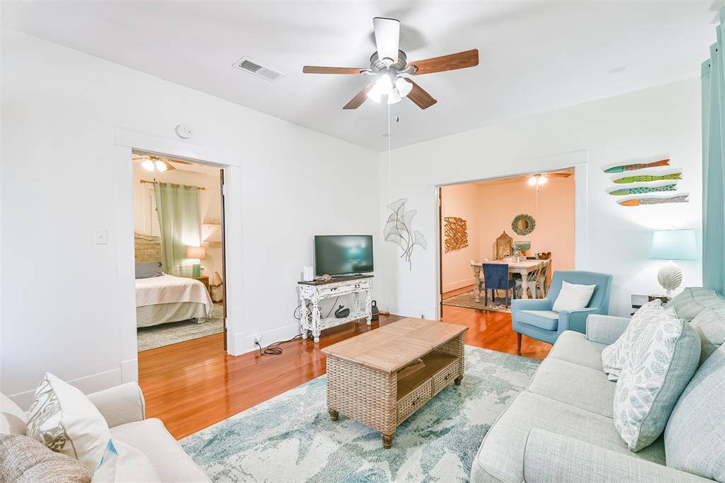 living room and front bedroom