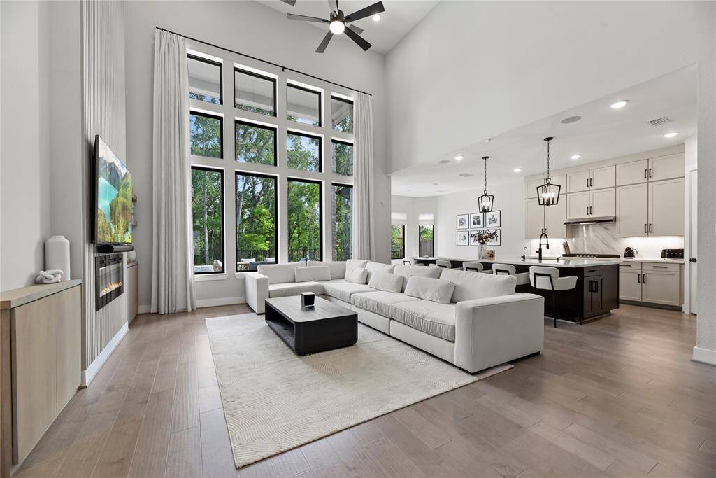 Open concept living.  Electric fireplace.