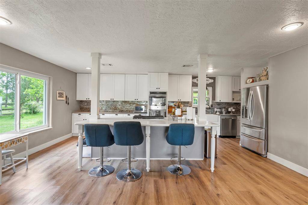 Kitchen with big island.