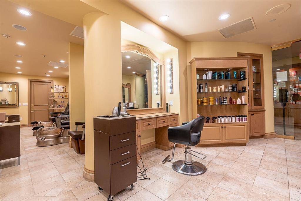 This is a modern and spacious onsite Full Salon ad Spa interior