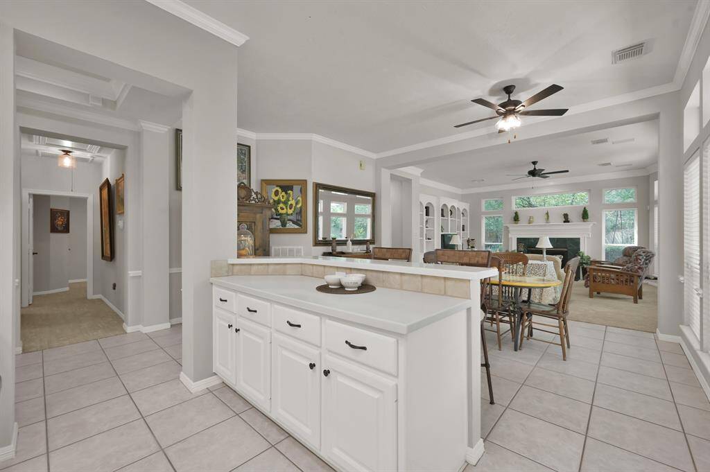 Kitchen has plenty of storage and work surface