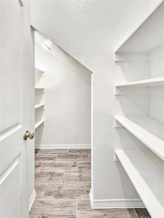 Spacious walk-in pantry under the stairs