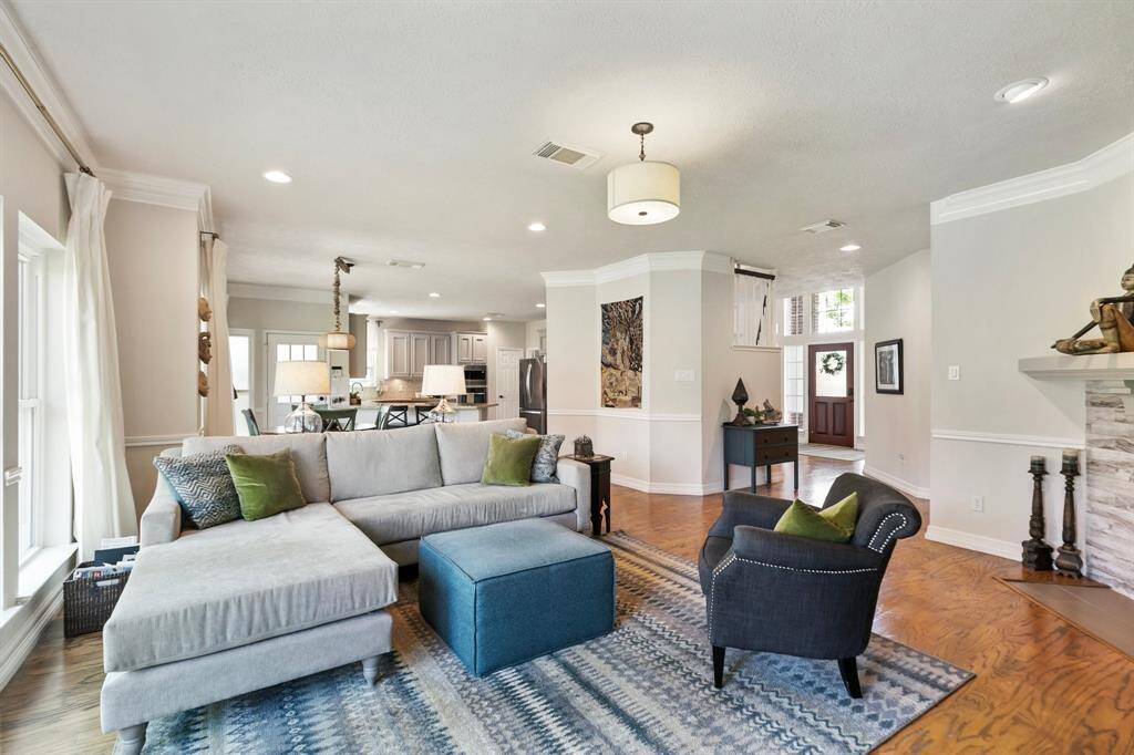 Looking from family room to the breakfast nook and kitchen