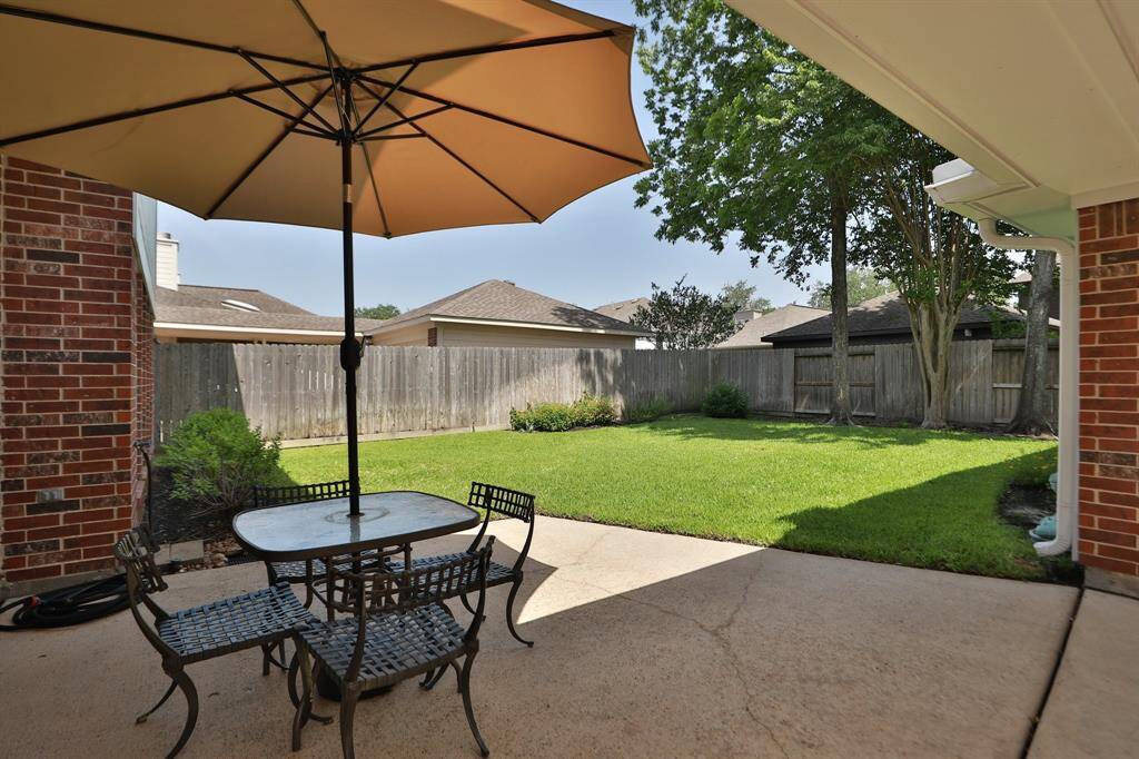 Patio overlooking the backyard