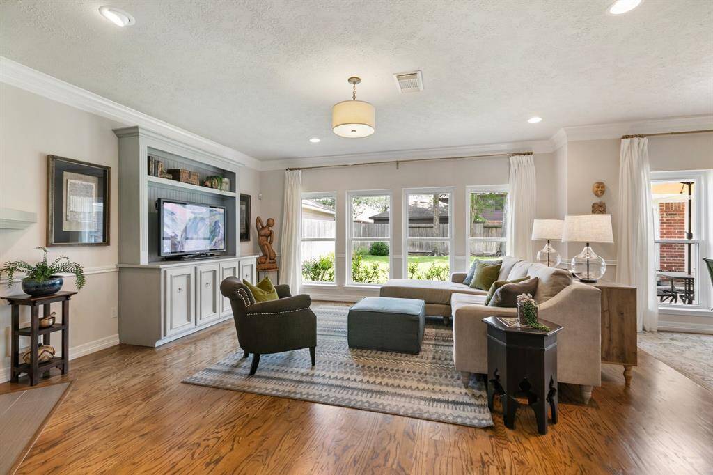 Great view of the family room with engineered oak wood flooring