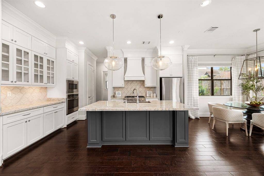 Kitchen open to dining area.