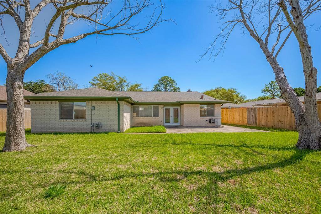 Very spacious back yard with mature trees and recent fence (2024)