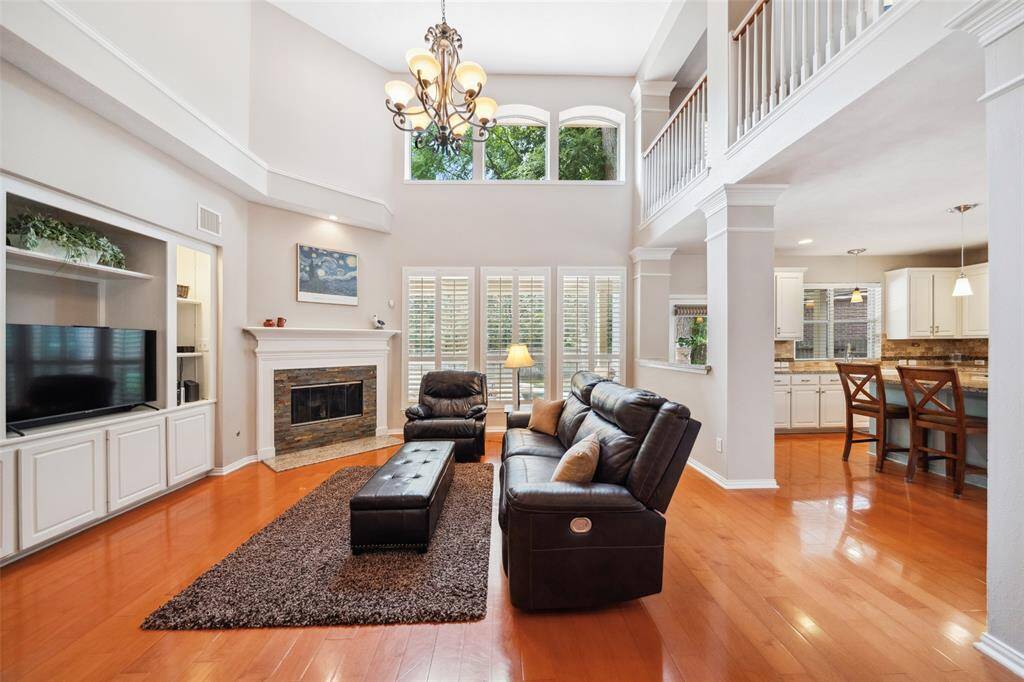 The family room is open to the kitchen.