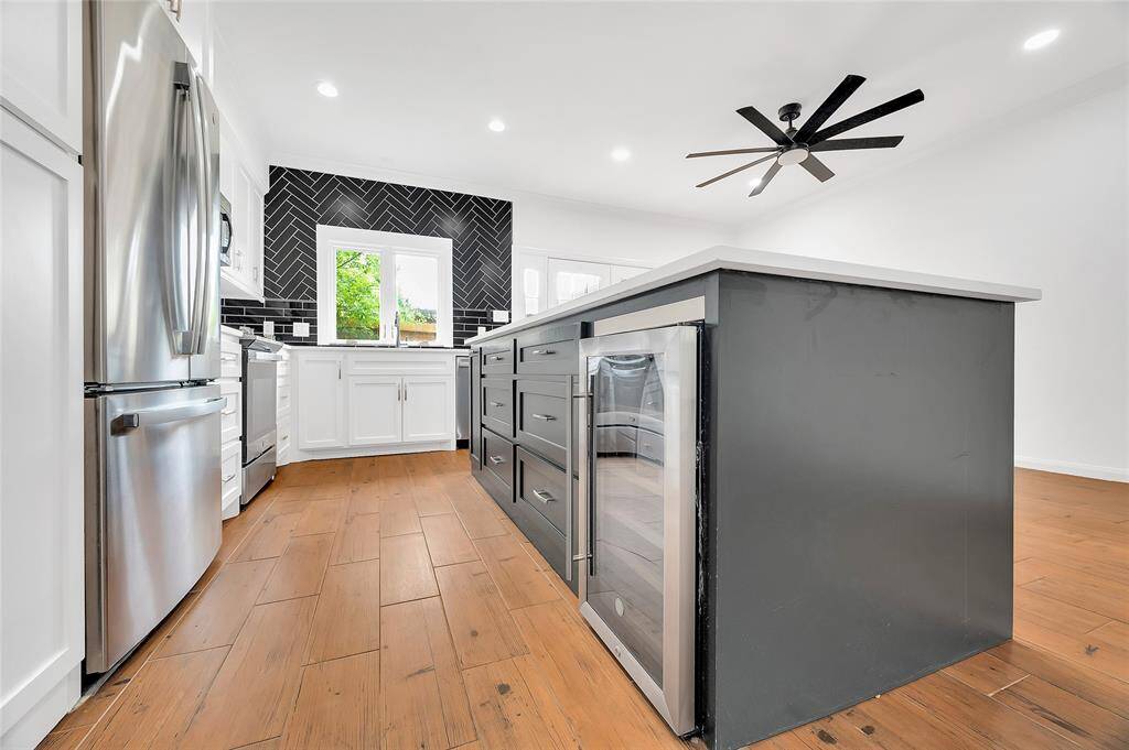 Wine refrigerator in island