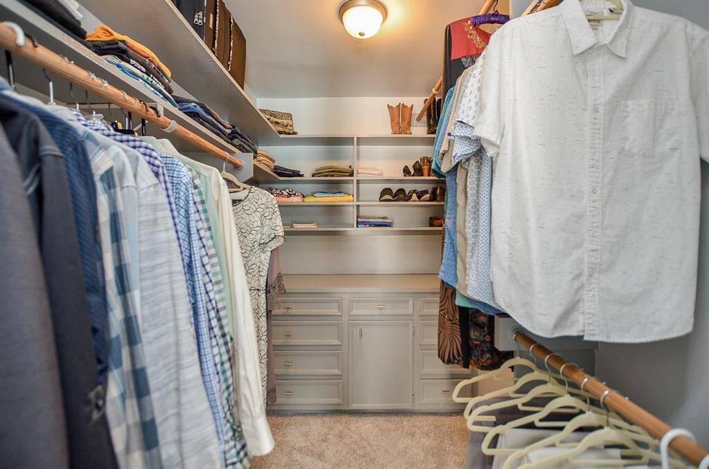 Stay organized with 2 custom built-in closets.