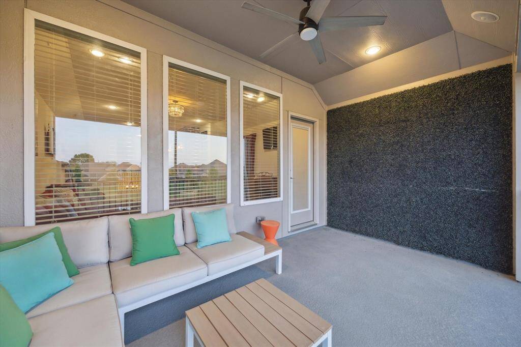 Balcony from the game room is fully screened in with surround sound speakers.