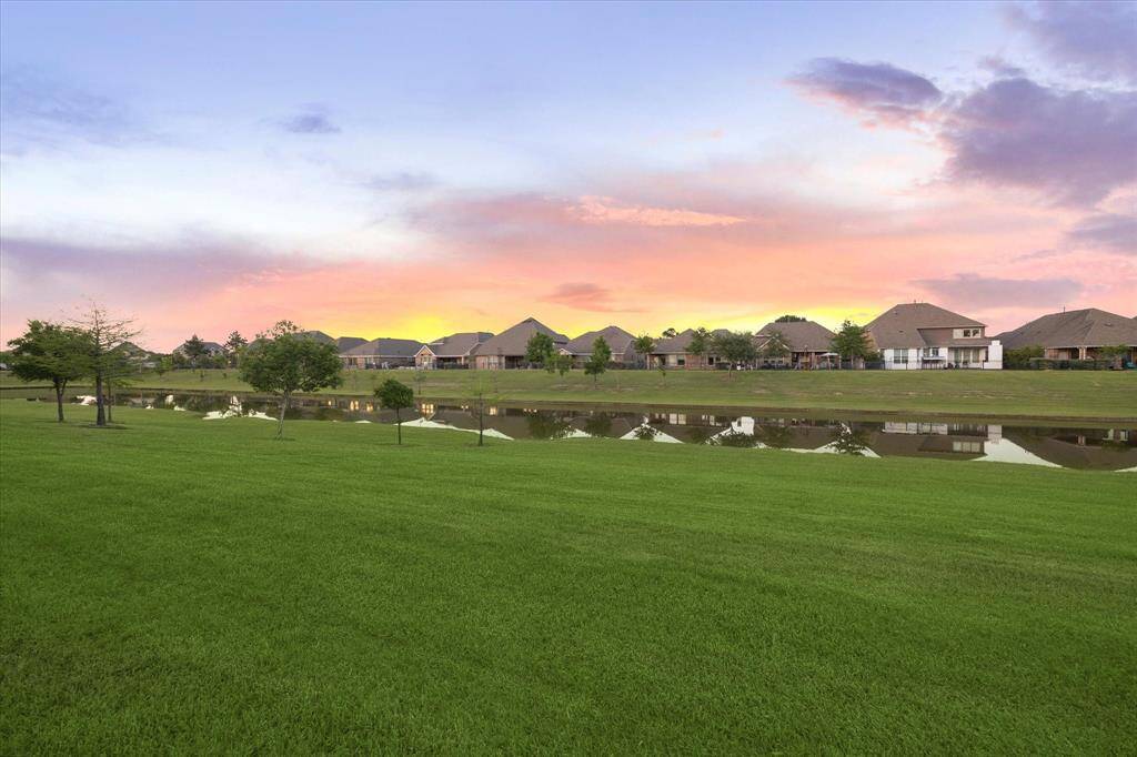 This private neighborhood features its own lake.